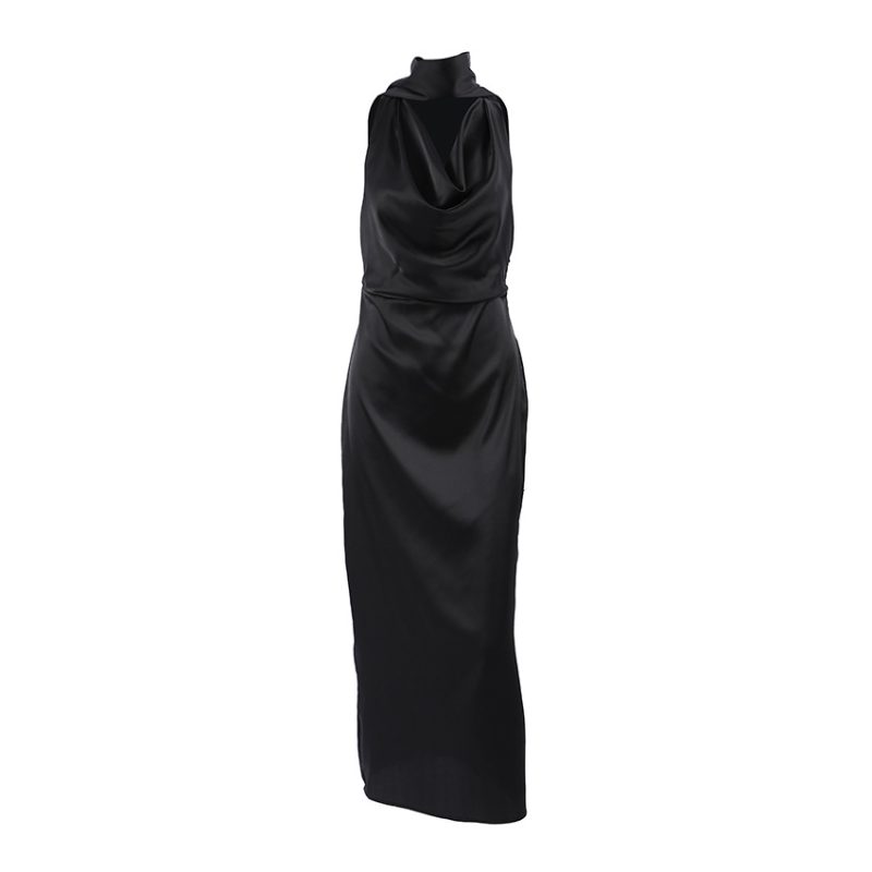 Spring Summer Off-Shoulder Satin Swing Dress - Image 4
