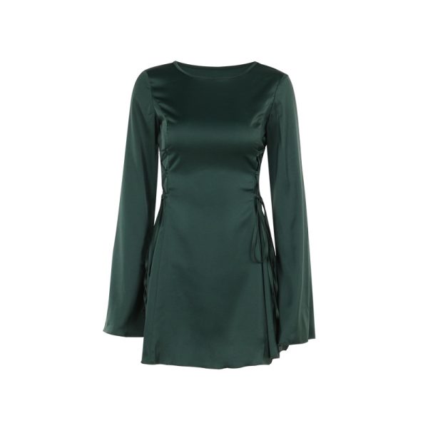 Summer Satin Long Sleeve Dress - Image 3