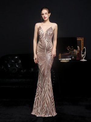 Sequined Fishtail Evening Gown