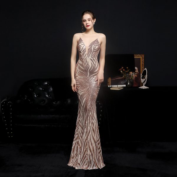 Sequined Fishtail Evening Gown