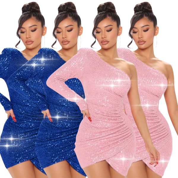 Sexy One-Shoulder Sequin Dress - Image 4