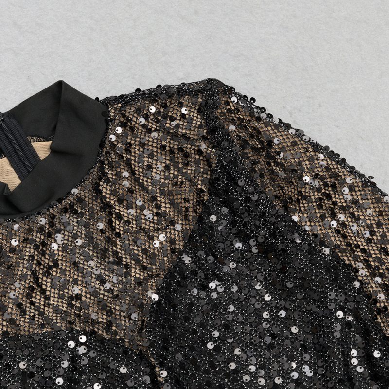 Mesh Stitching Sequined Dress - Image 4