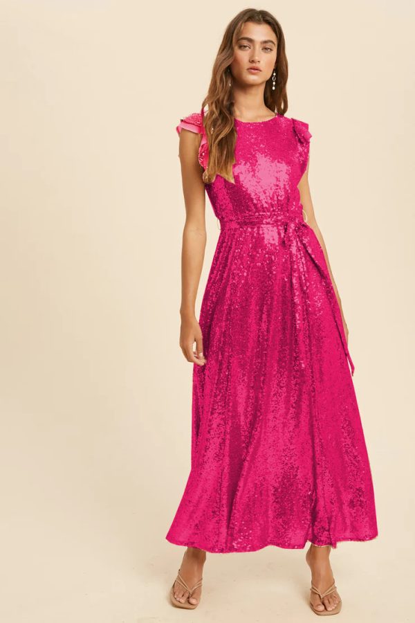 Sequin Belted Midi Dress - Image 2