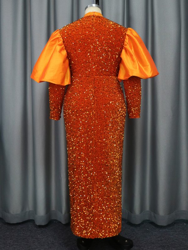 Sheer Puff Sleeve Sequin Dress - Image 3