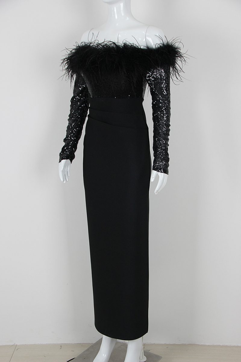 Sexy Feather Sequined Tube Dress - Image 2