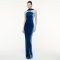 Blue Slit Velvet Dress