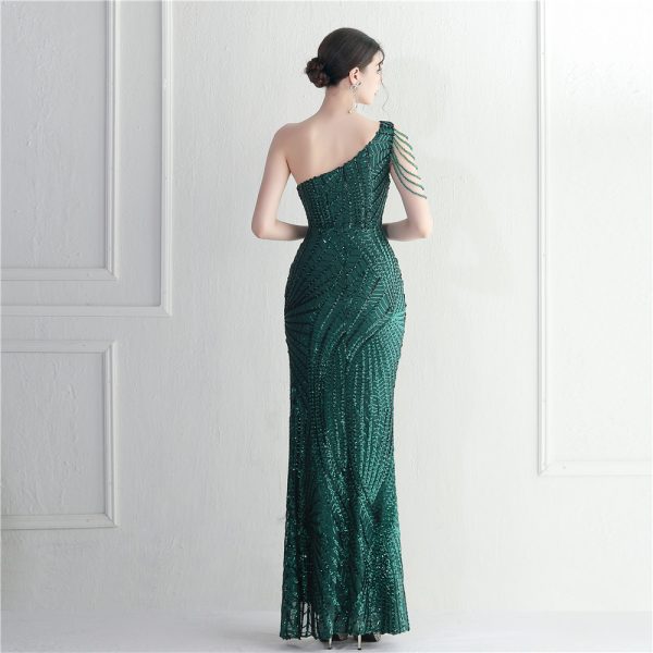 Floral One-Shoulder Sequin Gown - Image 3