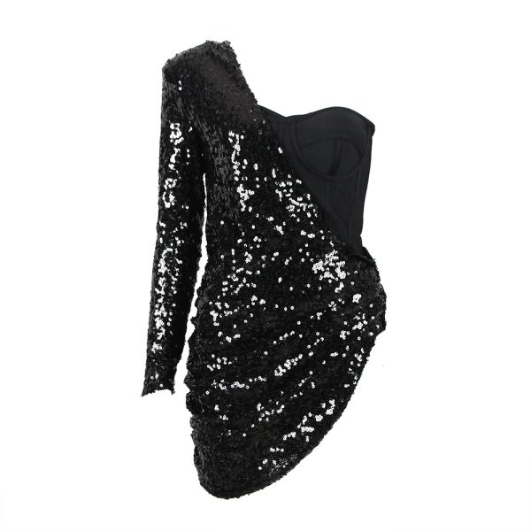 Sexy One-Shoulder Sequin Dress - Image 3