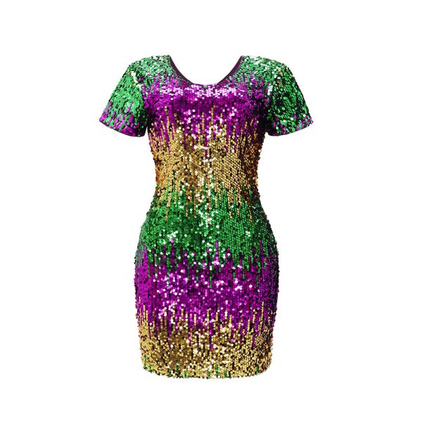 Gradient Sequined V-Neck Gown - Image 4