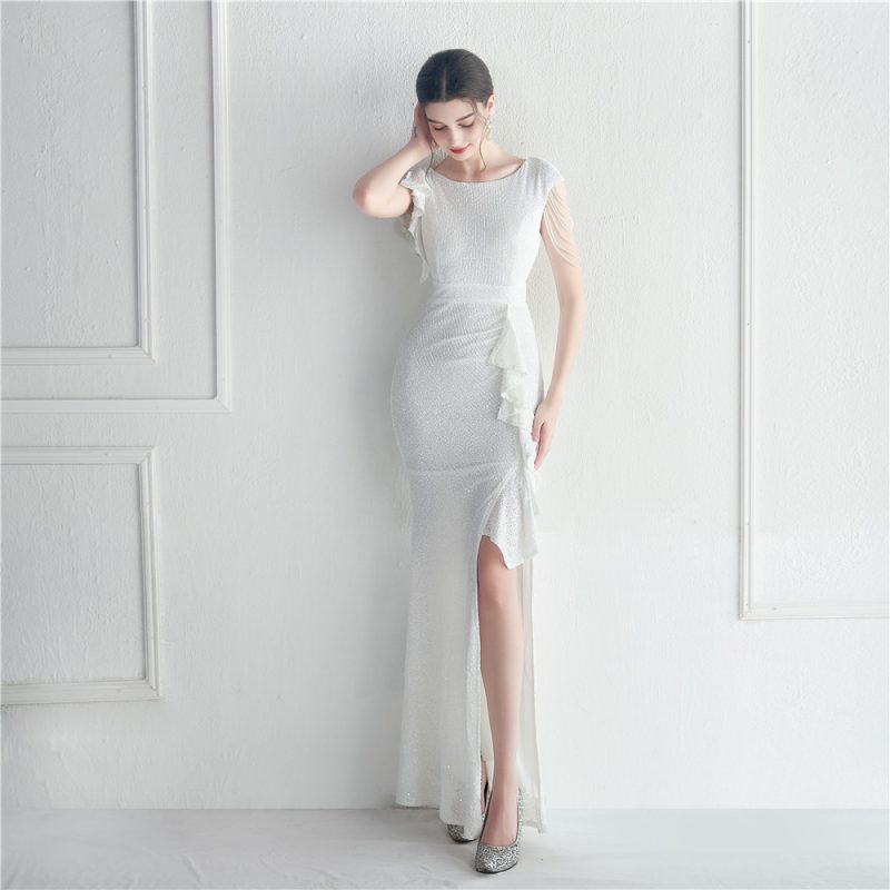Beaded Ruffle Sequin Gown - Image 2