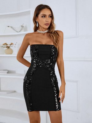 Graceful Sequin Short Bandage Dress