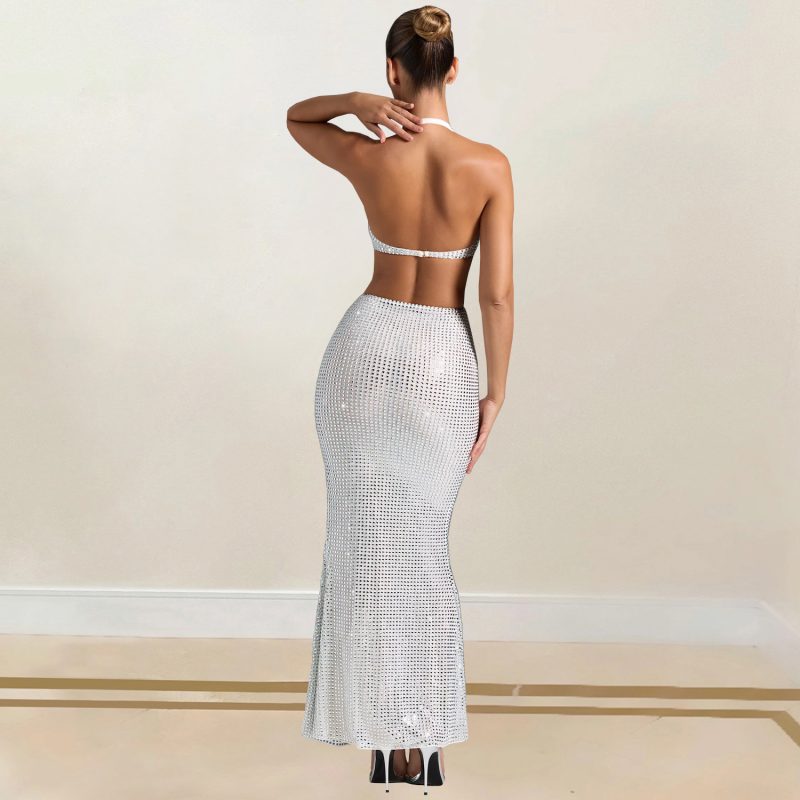 Women’s Rhinestone Sleeveless Evening Dress - Image 3