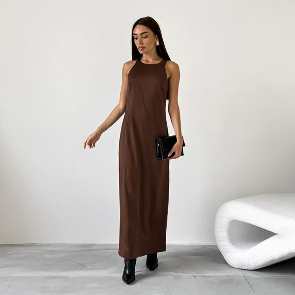 Classic Sleeveless Satin Casual Dress