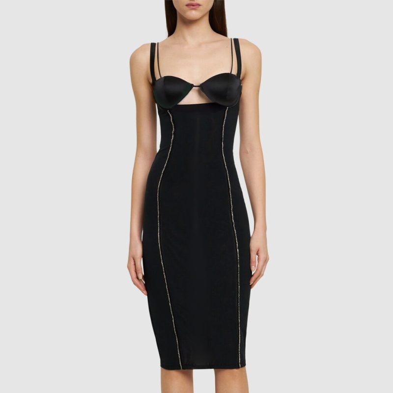 Fashionable Tight Stretch Black Cocktail Dress