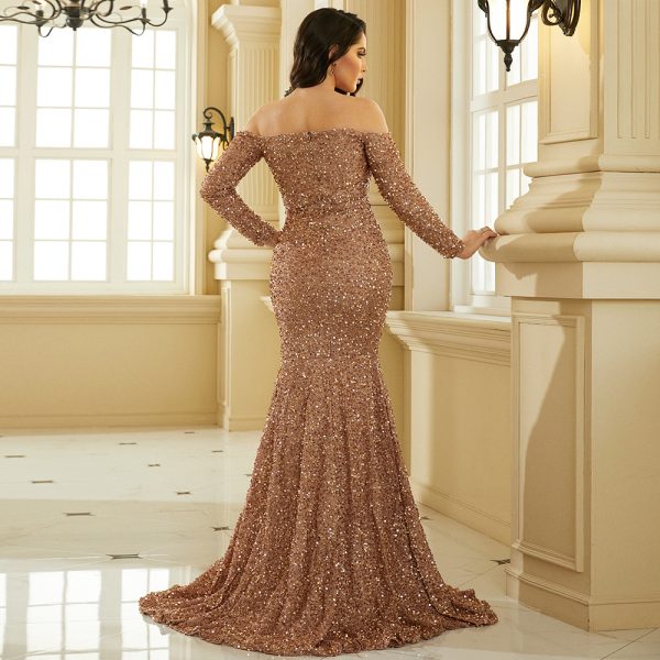 Elegant Long-Sleeve Sequin Gown - Image 4