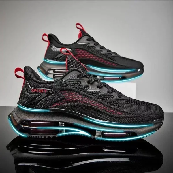 Men's Black Green Breathable Running Sneakers - Image 5