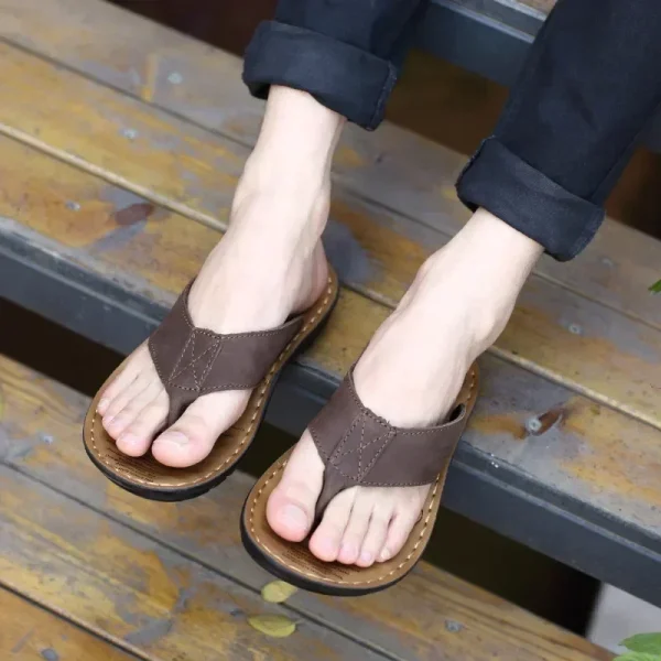 Men's Leather Beach Slippers - Image 4