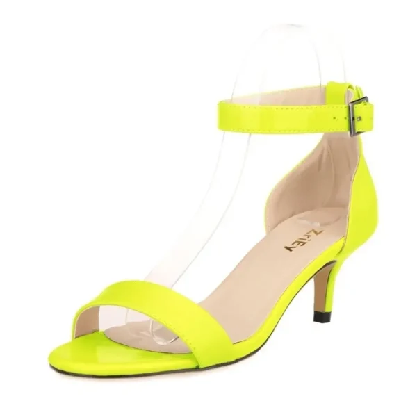 Multicolor Ankle Strap Low Heel Sandals - Image 5