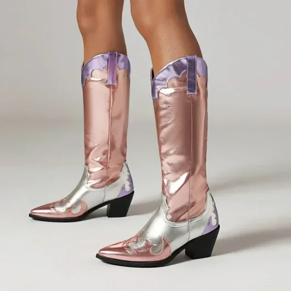 2025 Pointed Toe PU Leather Cowgirl Boots - Image 3