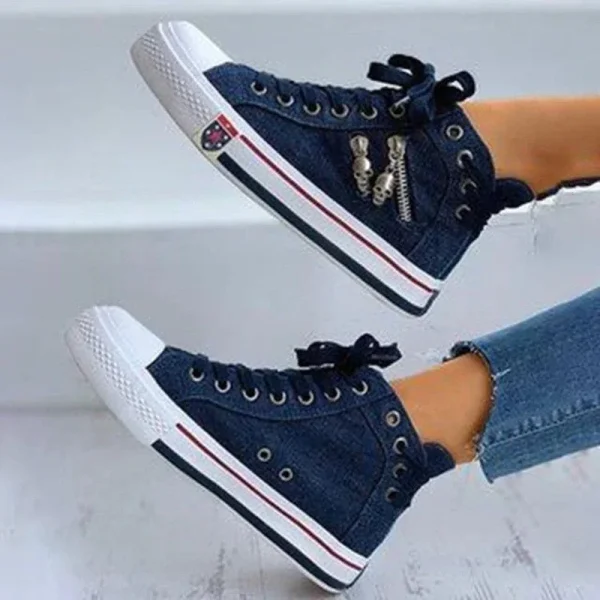 Women's High-Top Canvas Sneakers - Image 3