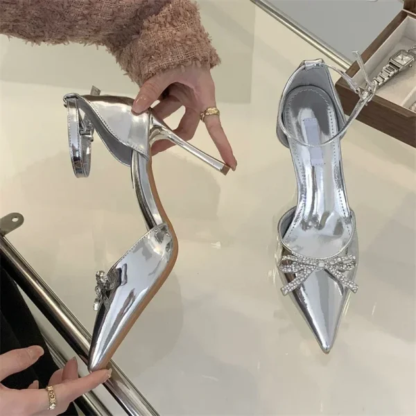 Rhinestone Bow Slingbacks Heels - Image 2