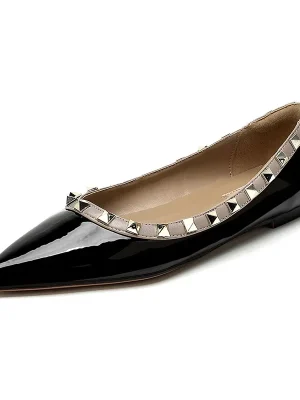 Metal Rivet Mules Leather Flat Loafers