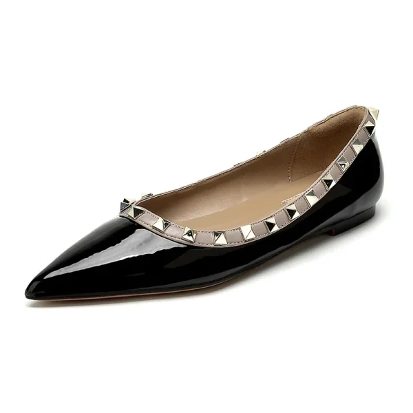 Metal Rivet Mules Leather Flat Loafers