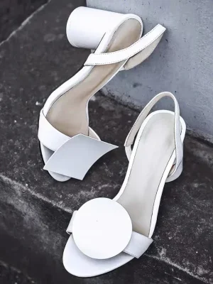 Square Button High Heel Sandals