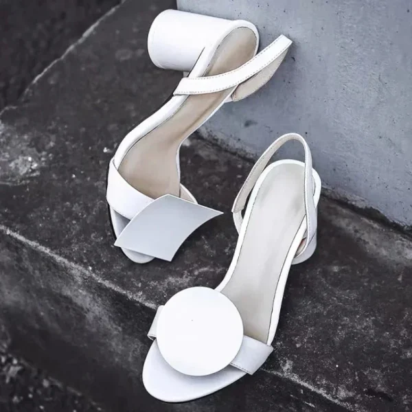 Square Button High Heel Sandals