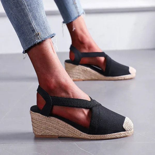 Straw Wedge Espadrille Sandals - Image 2