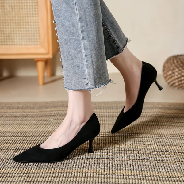 Suede Pointed Mid Heels - Image 3