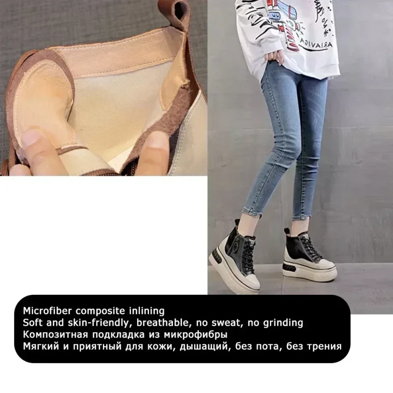 8cm Leather High-Top Wedge Boots - Image 6