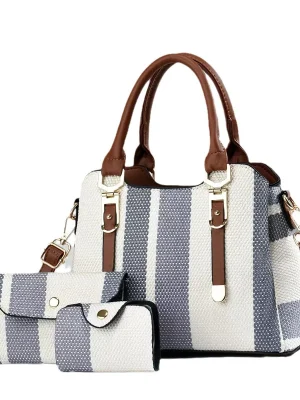 3-Piece Striped Handbag Set