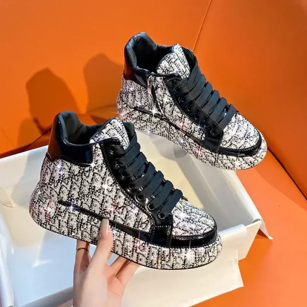 2025 Sparkling Diamond High-Top Sneakers - Image 3