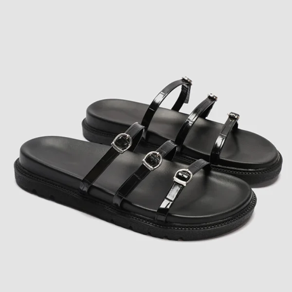 Metal Buckle Flat Sandals - Image 5