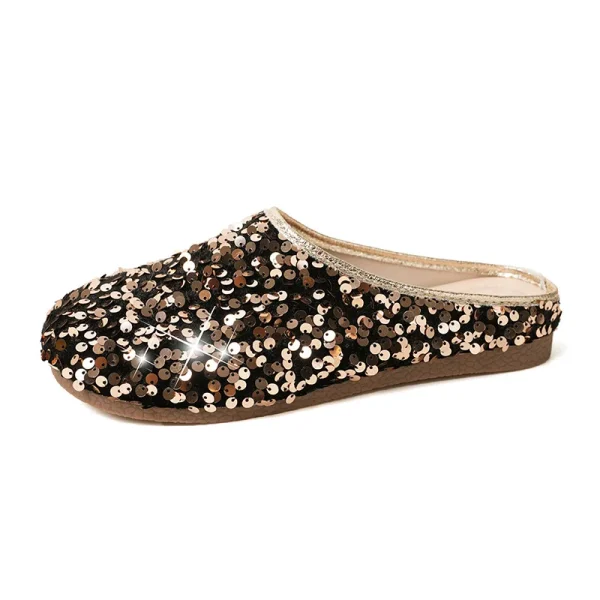 Silver Glitter Flat Slippers