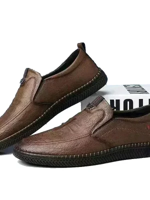 Men’s Breathable Leather Slip-On Loafers