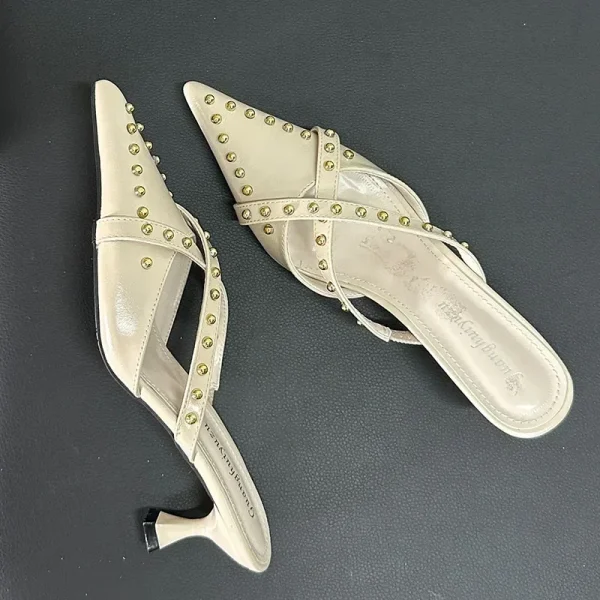 Rivet Slingback Pointed Mules - Image 4