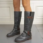 Retro PU Leather Mid-Calf Cowboy Boots