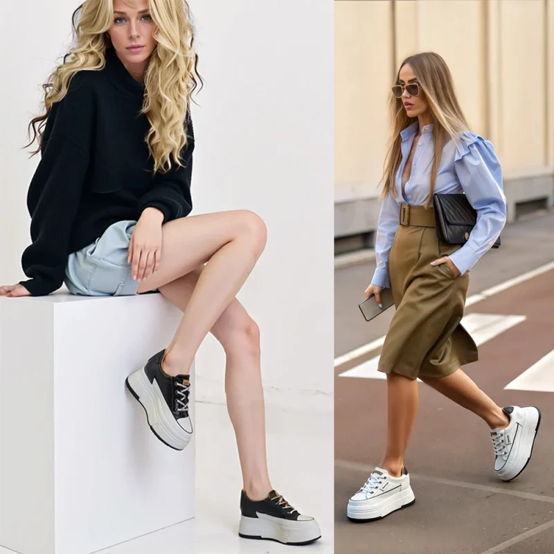 9cm Suede Leather Platform Sneakers - Image 3