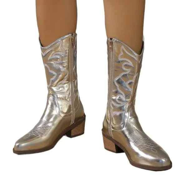 Embroidered Western Mid-Calf Boots - Image 6