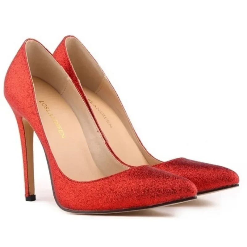 Gold Silver Sequin Stilettos 11cm Heels - Image 2