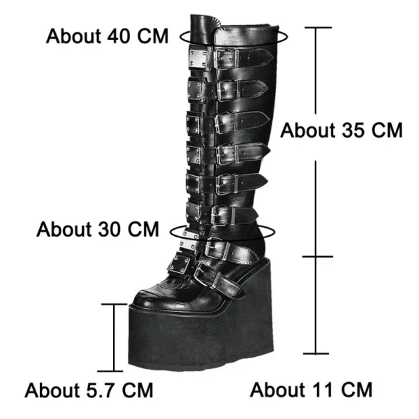 Metal Buckle Thick-Soled Long Boots - Image 3