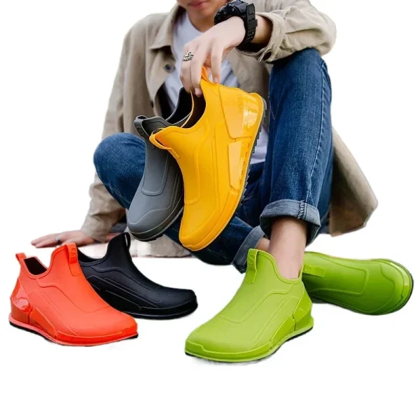 Men's Waterproof Non-Slip Ankle Rain Boots