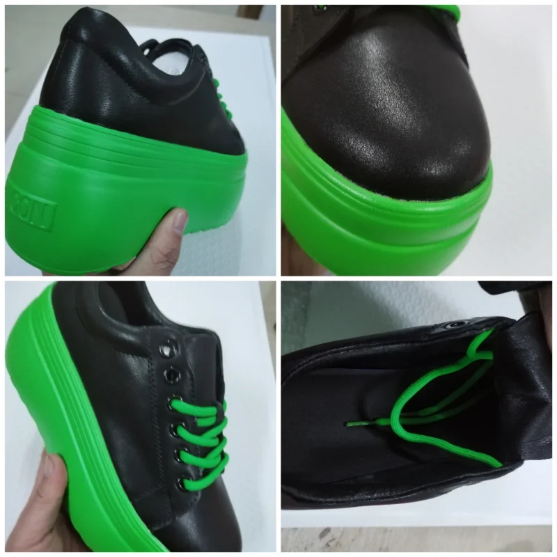 8cm Leather Platform Wedge Sneakers - Image 3