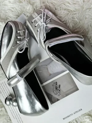 Silver Cross Strap Mary Jane Heels