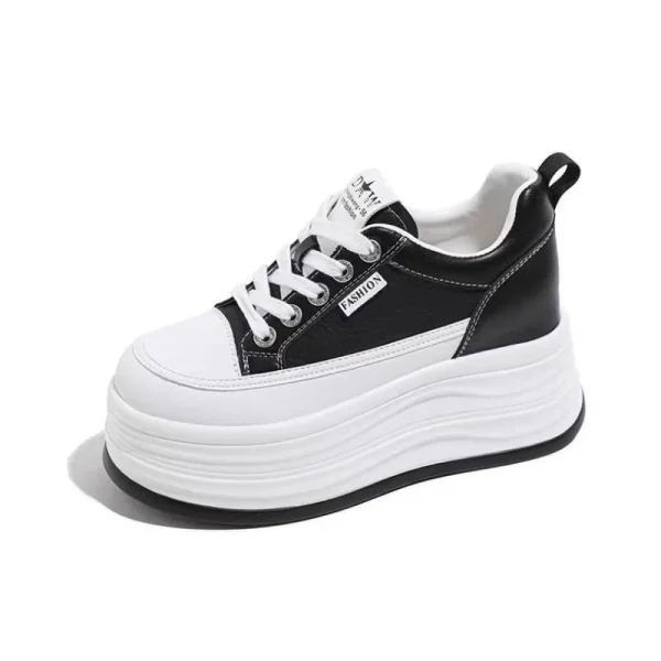 8cm Height Increase Leather Mesh Sneakers