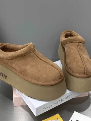 Suede Platform Slippers Warm Cozy Loafers