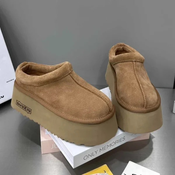 Suede Platform Slippers Warm Cozy Loafers