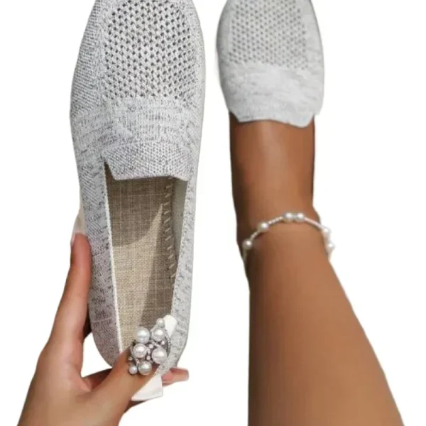 2025 Mesh Knit Square Toe Ballet Flats